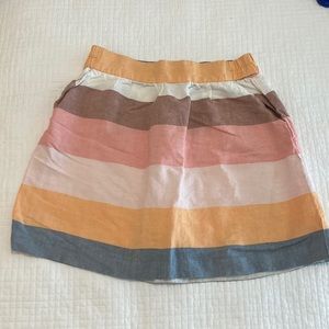 Pastel stripe linen skirt w/ elastic waist